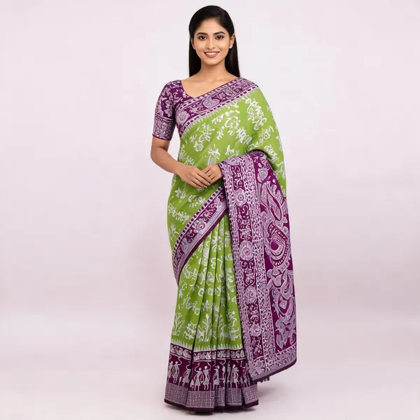 Green_And_Purple_Banarasi_Art_Silk_Saree_For_Women