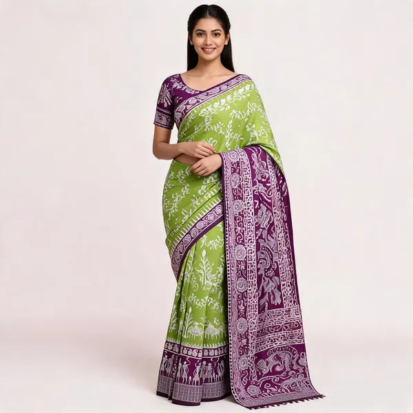 Green_And_Purple_Banarasi_Art_Silk_Saree_For_Women