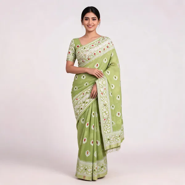 Light_Green_Banarasi_Cotton_Silk_Saree_For_Women