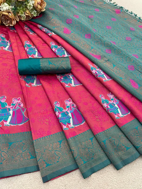 Pink_Banarasi_Art_Silk_Saree_For_Women