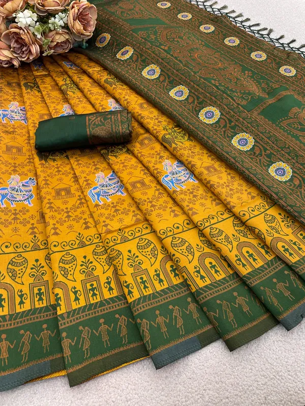 Yellow_Banarasi_Art_Silk_Saree_For_Women