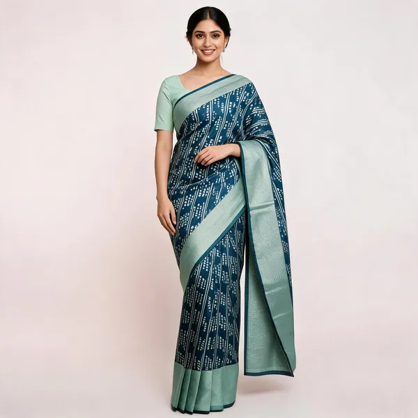 Navy_Blue_Kanjeevaram_Banarasi_Silk_Saree_For_Women