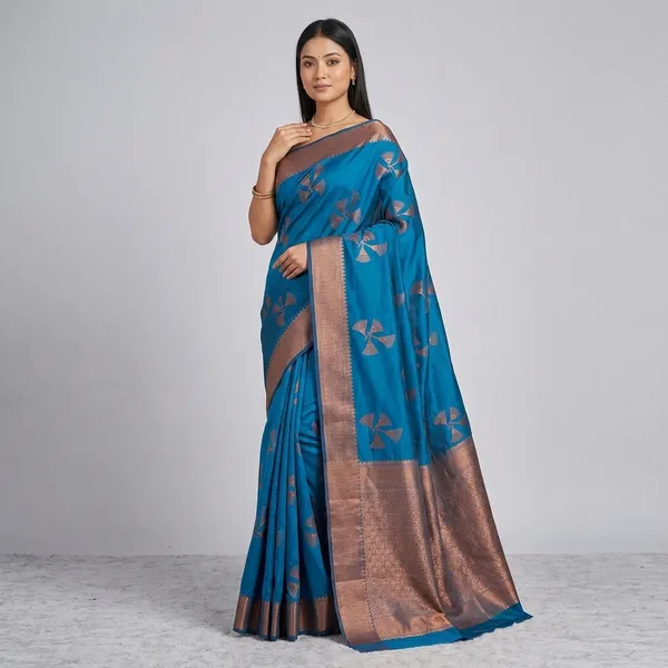 Teal_Blue_Lightweight_Soft_Kanjeevaram_Silk_Saree_For_Women