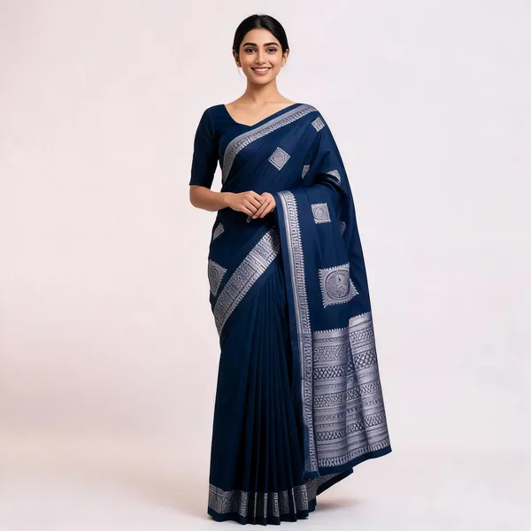 Navy_Blue_Lightweight_Soft_Kanjeevaram_Silk_Saree_For_Women