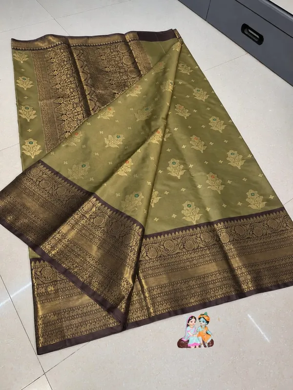Mehamdi_Banarasi_Silk_Saree_with_kanjivaram_Silver_Zari_Motifs_and_Border_Party_wear_with_tassels_and_latkans_With_blouse_piece