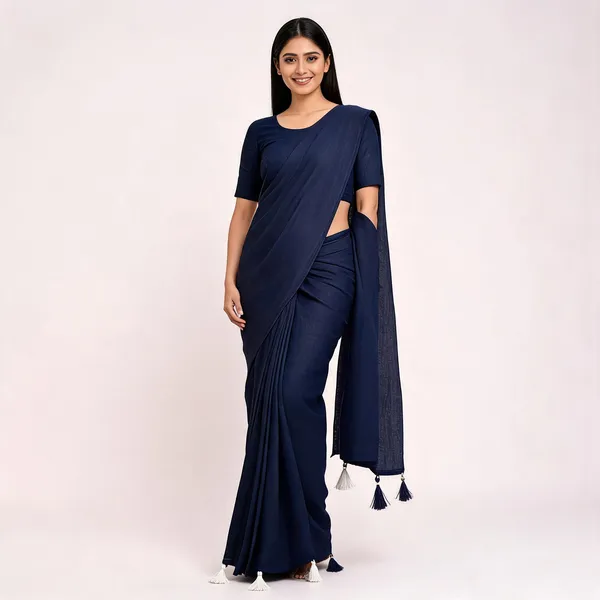 Navy_Blue_Khadi_Cotton_Saree_For_Women