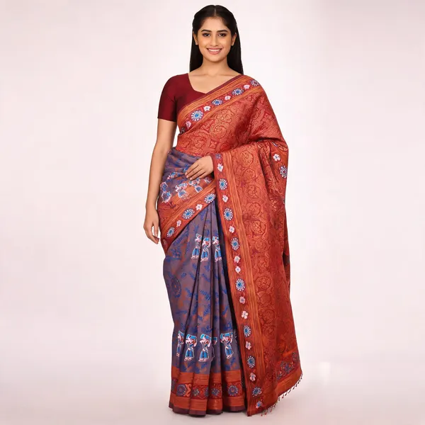 Purple_And_Rust_Banarasi_Art_Silk_Saree_For_Women