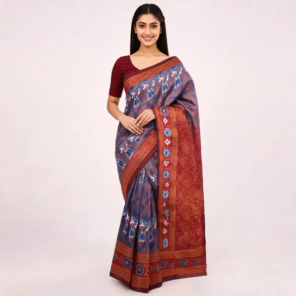 Purple_And_Rust_Banarasi_Art_Silk_Saree_For_Women