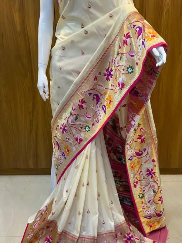White_Pashmina_Soft_Kanjeevaram_Silk_Saree_For_Women