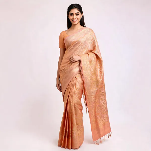 Peach_Softy_Banarasi_Saree_For_Women