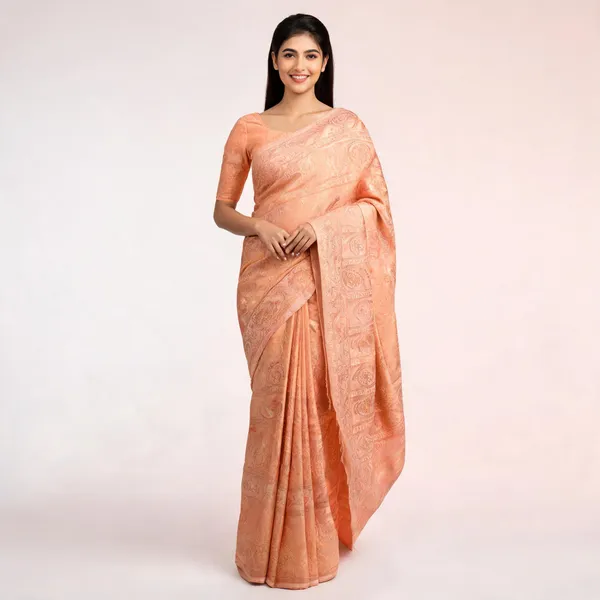 Peach_Softy_Banarasi_Saree_For_Women