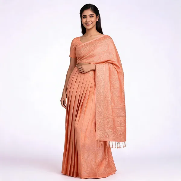 Peach_Softy_Banarasi_Saree_For_Women