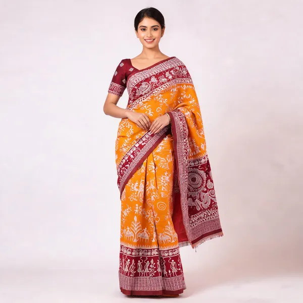 Orange_Banarasi_Art_Silk_Saree_For_Women