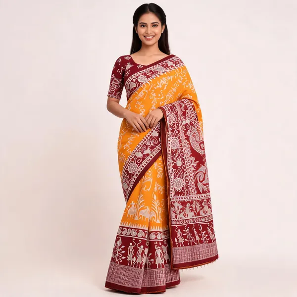 Orange_Banarasi_Art_Silk_Saree_For_Women