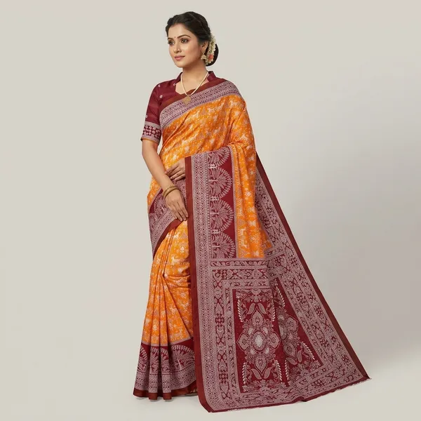 Orange_And_Maroon_Banarasi_Art_Silk_Saree_For_Women
