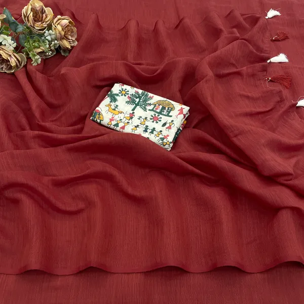 Maroon_Khadi_Cotton_Saree_For_Women