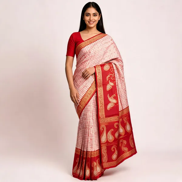 Pink_And_Red_Kanjeevaram_Banarasi_Silk_Saree_For_Women