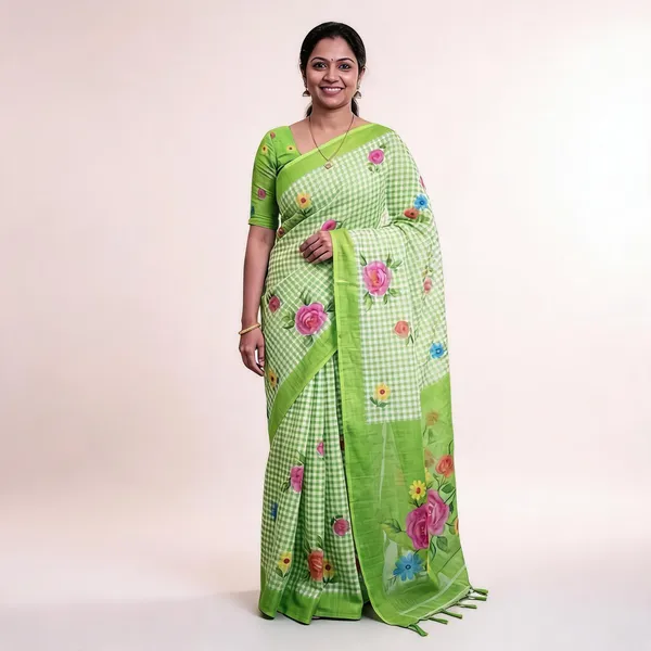 Green__Cotton_Linen_Saree_For_Women
