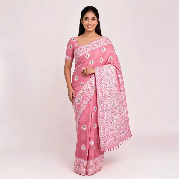 Pink_Banarasi_Cotton_Silk_Saree_For_Women