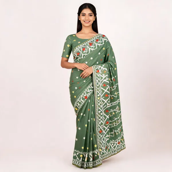 Green_Soft_Kanchipuram_Litchi_Korvai_Silk_Saree_For_Women