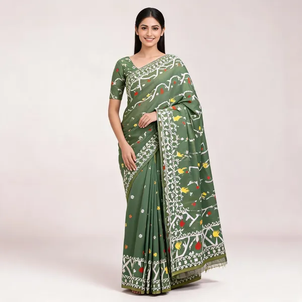 Green_Soft_Kanchipuram_Litchi_Korvai_Silk_Saree_For_Women