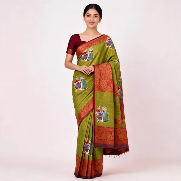 Olive_Green_Banarasi_Art_Silk_Saree_For_Women