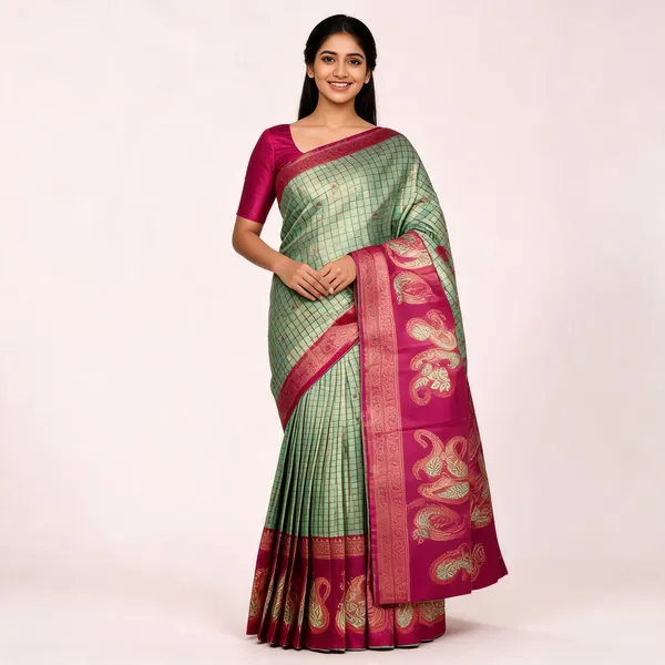 Green_Kanjeevaram_Banarasi_Silk_Saree_For_Women