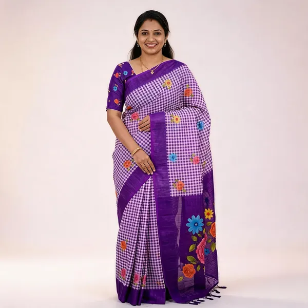 Purple_Cotton_Linen_Saree_For_Women