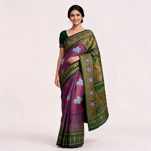 Green_And_Purple_Banarasi_Art_Silk_Saree_For_Women