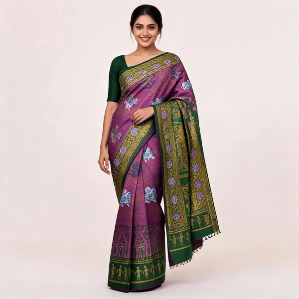 Green_And_Purple_Banarasi_Art_Silk_Saree_For_Women