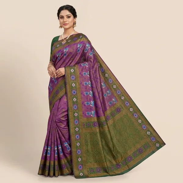 Green_And_Purple_Banarasi_Art_Silk_Saree_For_Women