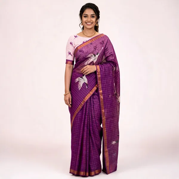 Purple_Cotton_Linen_Saree_For_Women