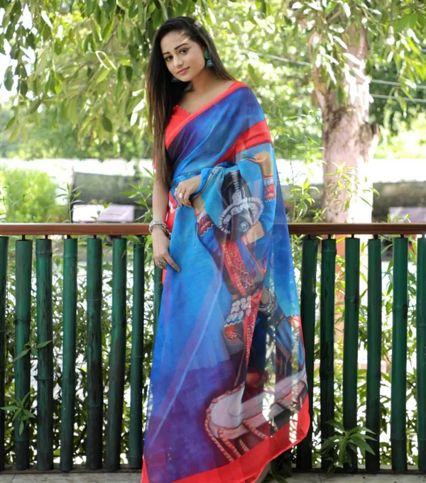 Blue_Cotton_Linen_Saree_For_Women