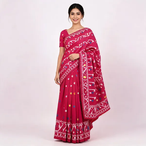 Pink_Soft_Kanchipuram_Litchi_Korvai_Silk_Saree_For_Women