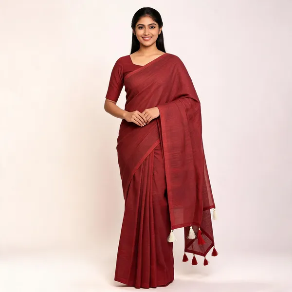 Rust_Khadi_Cotton_Saree_For_Women