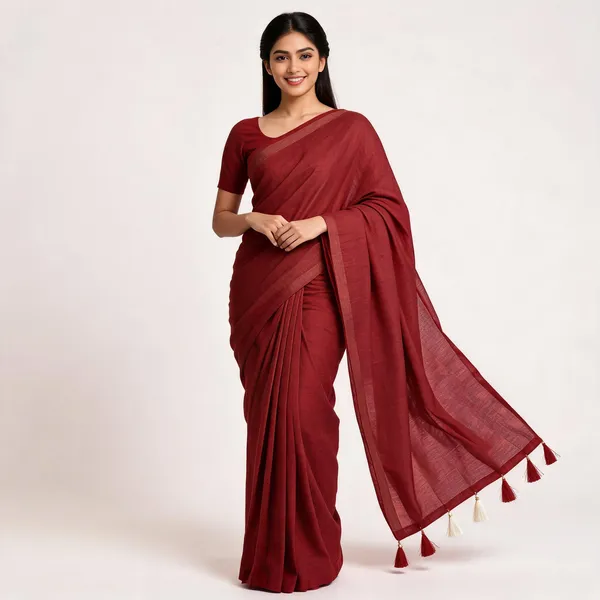 Rust_Khadi_Cotton_Saree_For_Women