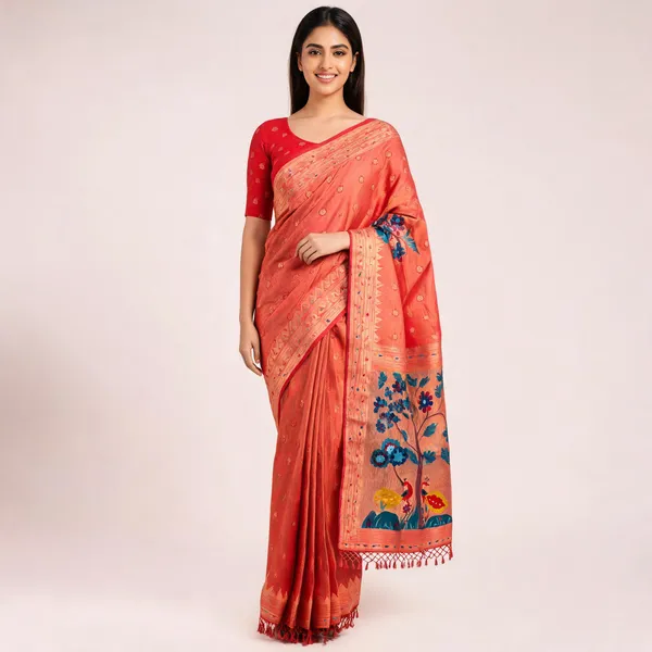 Coral_Paithani_Banarasi_Silk_Saree_For_Women
