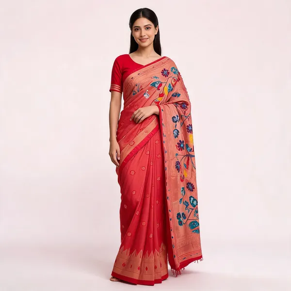 Red_Paithani_Banarasi_Silk_Saree_For_Women