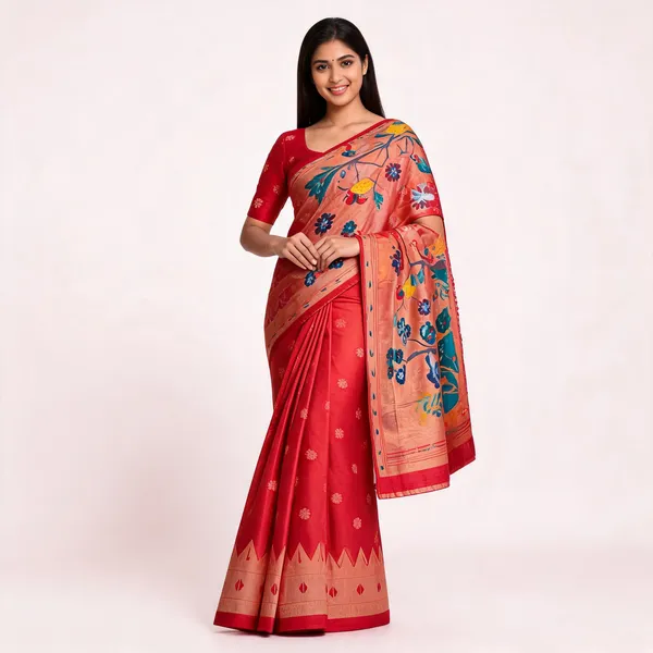 Red_Paithani_Banarasi_Silk_Saree_For_Women