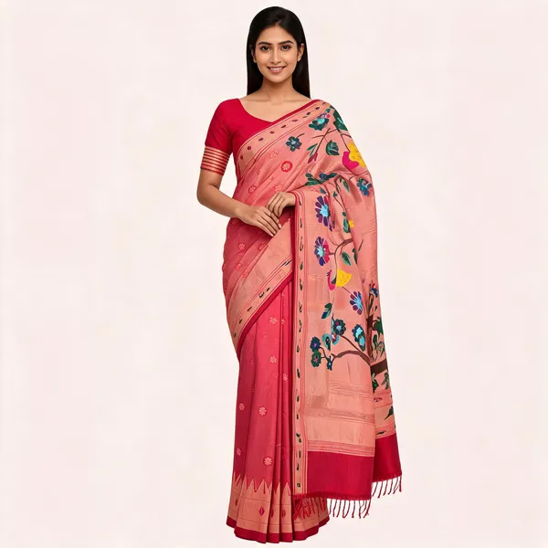 Pink_Paithani_Banarasi_Silk_Saree_For_Women