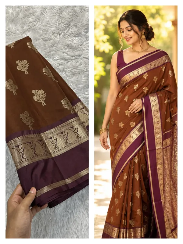 Brown_Lightweight_Soft_Kanjeevaram_Silk_Saree_For_Women