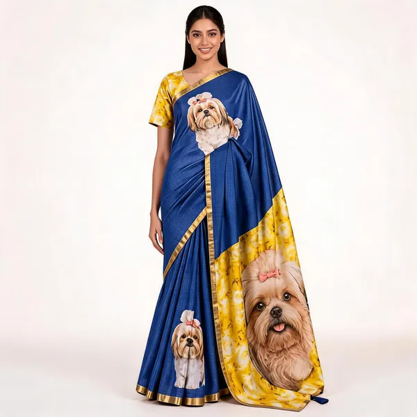 Blue_Cotton_Linen_Saree_For_Women