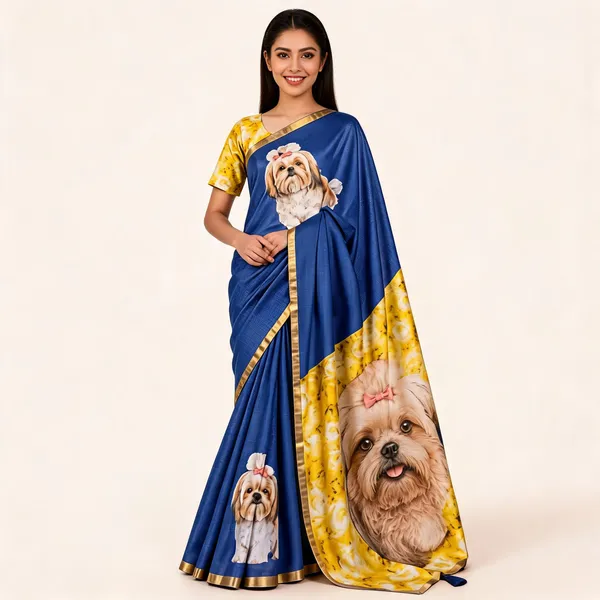 Blue_Cotton_Linen_Saree_For_Women