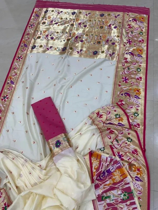 White_Pashmina_Soft_Kanjeevaram_Silk_Saree_For_Women