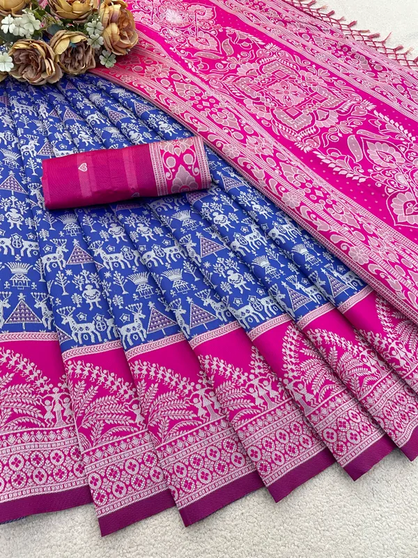 Blue_Banarasi_Art_Silk_Saree_For_Women