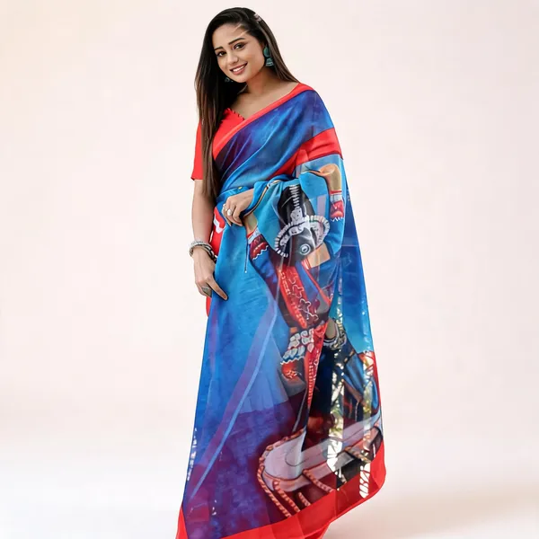 Blue_Cotton_Linen_Saree_For_Women