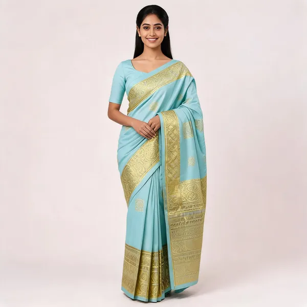 Sky_Blue_And_Gold_Lightweight_Soft_Kanjeevaram_Silk_Saree_For_Women