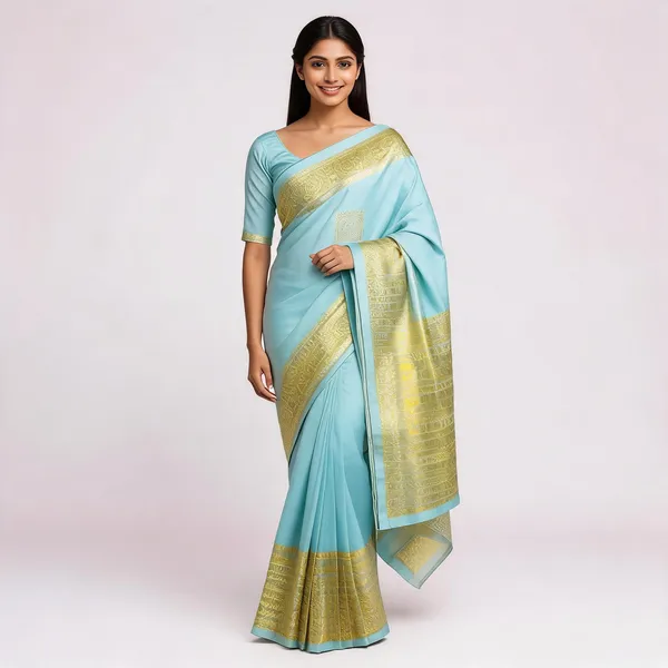 Sky_Blue_And_Gold_Lightweight_Soft_Kanjeevaram_Silk_Saree_For_Women