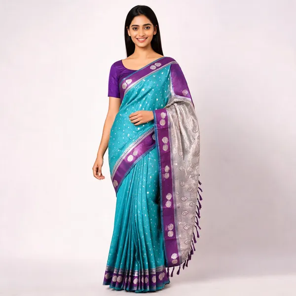 Turquoise_Lightweight_Soft_Kanjeevaram_Silk_Saree_For_Women