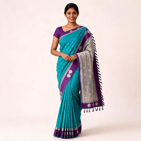 Turquoise_Lightweight_Soft_Kanjeevaram_Silk_Saree_For_Women